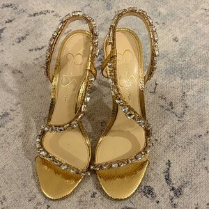 Jessica Simpson Gold Crystal Heels